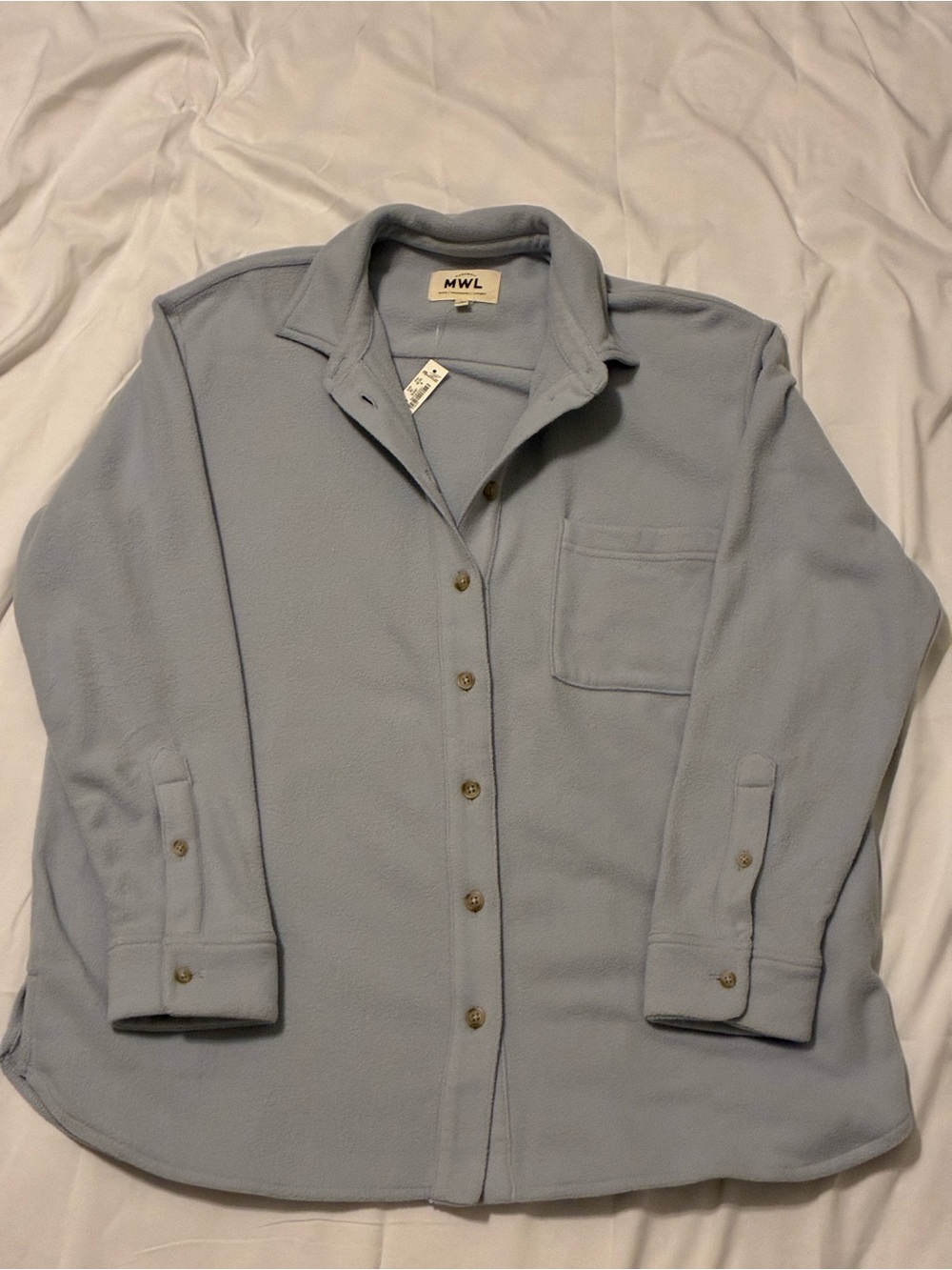 Light Blue Fleece Button-Up Shirt